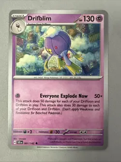 Pokemon TCG * SV Stellar Crown * 61/142 Drifblim Uncommon * FRESH PK - Image 1