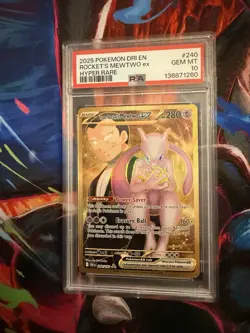 2025 Pokemon Destined Rivals Team Rockets MEWTWO EX Hyper Rare PSA 10 (English) - Image 1