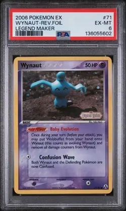 2006 POKEMON EX LEGEND MAKER #71 WYNAUT-REVERSE FOIL PSA 6 - Image 1