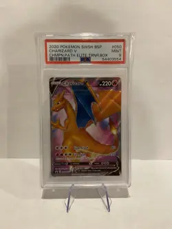 Pokemon PSA 9 Mint Charizard V SWSH050 Champions Path Black Star Promo - Image 1