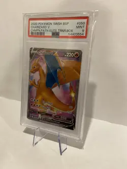 Pokemon PSA 9 Mint Charizard V SWSH050 Champions Path Black Star Promo - Image 3