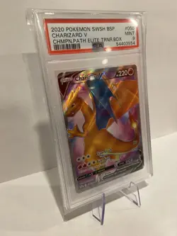 Pokemon PSA 9 Mint Charizard V SWSH050 Champions Path Black Star Promo - Image 4