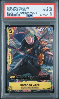 Roronoa Zoro Illustration Box Vol. 3 OP07-113 One Piece Promo PSA 10 - Image 1