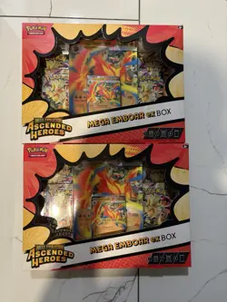 2x Pokemon Mega Emboar EX Mega Evolution Ascended Heroes Promo Booster Box - Image 1