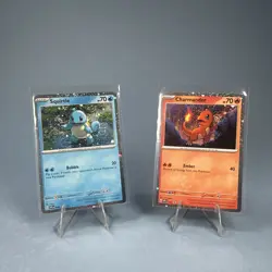 Pokemon 151 Poster Collection Promo Card Set Charmander, And Squirtle! Swirls! - Image 1