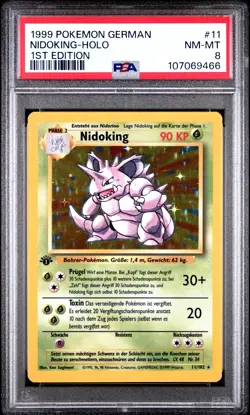 Carte Pokemon Nidoking 11/102 German Holo Base Set 1st Edition PSA 8 ✨ - Image 2