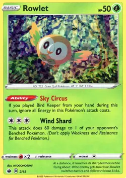 Pokemon! McDonalds! 2022 "Rowlet"! Holo! #2/15! Near Mint To Mint! - Image 1