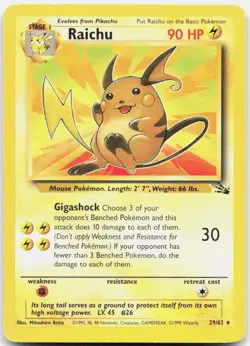 Pokemon TCG Raichu (29) Fossil Rare 29/62 Unlimited - Image 1