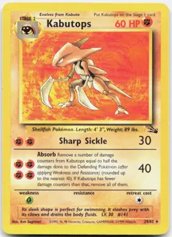 Pokemon TCG Kabutops (24) Fossil Rare 24/62 Unlimited - Image 1