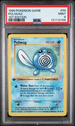 Pokemon Baset Set 59/102 Poliwag PSA 9 1St Edition Shadowless - Image 1