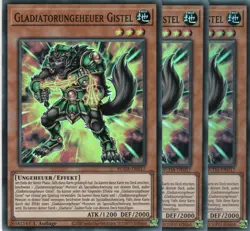 yugioh 3x Gladiatorungeheuer Gistel SUDA-DE017 Super Rare 1Auflage Deutsch - Image 1