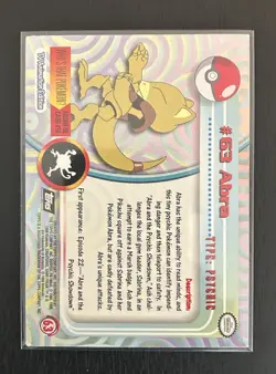 Abra Pokemon 1999 Topps #63 Black Logo TV Animation Edition Holo Foil - Image 4