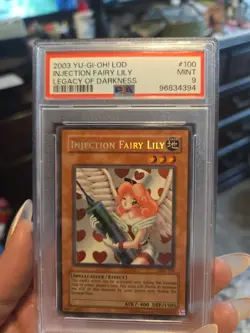 YuGiOh Injection Fairy Lily LOD-100 Secret Rare PSA 9 Mint - Image 1