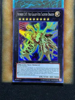 Yugioh Number C107: Neo Galaxy-Eyes Tachyon Dragon PRIO-EN041 Super Rare 1st LP - Image 1