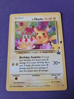 Pokemon Pikachu Birthday Card 24-Holo Celebrations Promo - Image 1