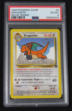 1999 Pokemon Game DRAGONITE 5 MOVIE BLACK STAR PROMO PSA 6 EX-MT - Image 1