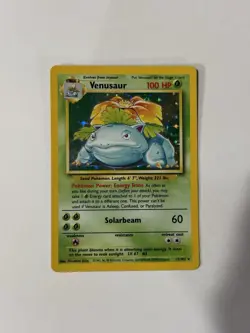 Venusaur 15/102 Pokemon TCG Base Set Holo Foil Rare Card Lightly Played LP - Image 3