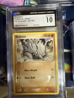 Rhyhorn Pokemon 2005 Ex Emerald 62/106 CGC 10 Gem Mint - Image 1