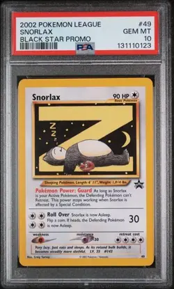 Pokemon League Promo Black Star #49 Snorlax PSA 10 - Image 1