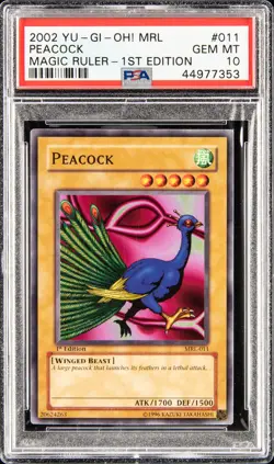 2002 YU-GI-OH! MRL-MAGIC RULER 1ST EDITION #011 PEACOCK PSA 10 - Image 1