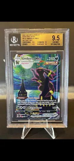 Pokemon Evolving Skies Umbreon VMAX Rainbow Secret Rare Card BGS 9.5 Gem Mint + - Image 1