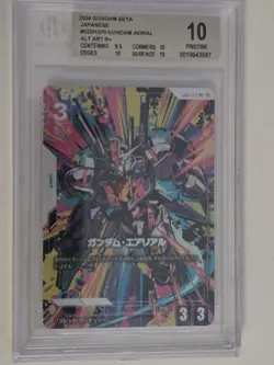 PSA10 GUNDAM CARD GAME Aerial GD01-070 R+ Limited BOX Ver.BETA Alt-Art Japanese - Image 1