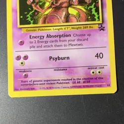 Pokemon Mewtwo #14 Promo Basic 70 HP Psyburn Wizards Card 1999 - Image 3