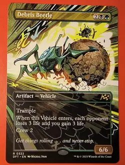 MTG, AETHERDRIFT: DEBRIS BEETLE- RARE #0322 DFT, REGULAR , NM BORDERLESS - Image 1