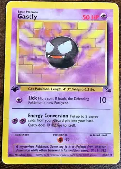 Pokemon TCG Ghastly 33/62 1st Edition Fossil Set Uncommon Card HP - Image 1