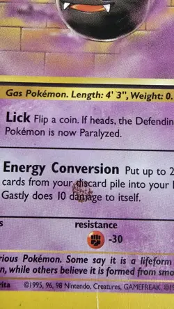 Pokemon TCG Ghastly 33/62 1st Edition Fossil Set Uncommon Card HP - Image 2