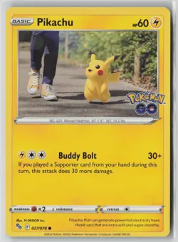 Pikachu 027/078 Common Pokemon GO Pokemon NM - Image 1