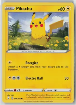 Pikachu 049/203 Common Evolving Skies Pokemon NM - Image 1