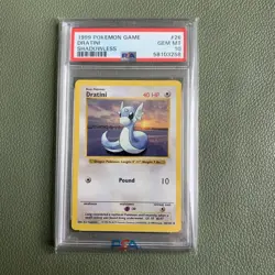 Pokemon PSA 10 GEM MINT 1999 Dratini Base Set Shadowless Card - Image 1