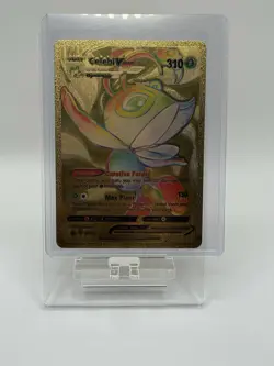 Celebi VMAX Gold Tone Foil Pokemon Card Fan Art Display Card HP310 - Image 1