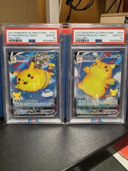 2021 Pokemon Celebrations Pikachu VMAX Surfing & Flying Sequential PSA 10 - Image 1