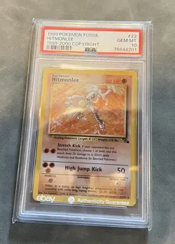 Pokemon Hitmonlee 1999-2000 Copyright Fossil Unlimited Rare #22 PSA 10 Gem Mint - Image 1