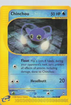 2003 Pokemon Chinchou Aquapolis 70/147 Common TCG - Image 1