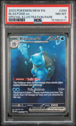 2023 POKEMON MEW EN-151 SPECIAL ILLUSTRATION RARE #200 BLASTOISE EX PSA 8 - Image 1