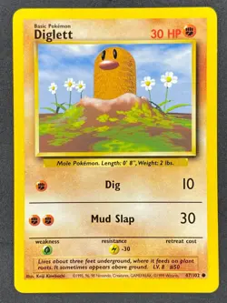 Pokemon Diglett 47/102 BS Base Set Unlimited LP/NM - Image 1