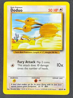 Pokemon Doduo 48/102 BS Base Set Unlimited LP/NM - Image 1