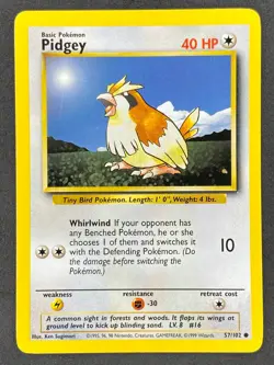Pokemon Pidgey 57/102 BS Base Set Unlimited LP/NM - Image 1