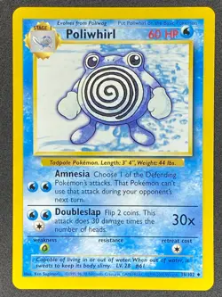 Pokemon Poliwhirl 38/102 BS Base Set Unlimited LP/NM - Image 1