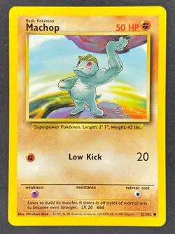 Pokemon Machop 52/102 BS Base Set Unlimited LP/NM - Image 1