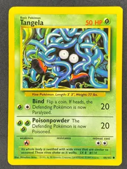 Pokemon Tangela 66/102 BS Base Set Unlimited LP/NM - Image 1