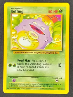 Pokemon Koffing 51/102 BS Base Set Unlimited LP/NM - Image 1