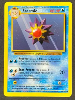 Pokemon Starmie 64/102 BS Base Set Unlimited LP/NM - Image 1