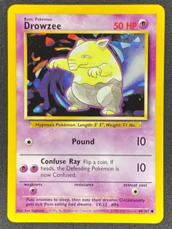 Pokemon Drowzee 49/102 BS Base Set Unlimited LP/NM - Image 1