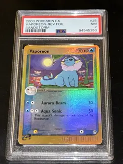 Pokemon Vaporeon PSA 7 NM 25/100 EX Sandstorm Reverse Holo 2003 TCG Card #25 - Image 1
