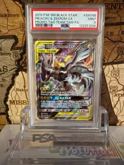 Pokemon Pikachu & Zekrom GX 240 SM168 2019 Promo Card Basic Tag Team PSA 9 - Image 1