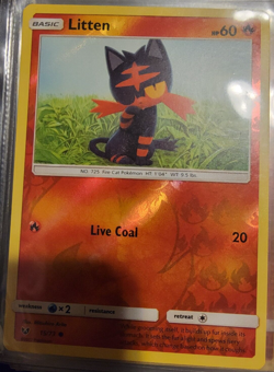 Reverse Holo Foil Litten # 15/73 Shining Legends Set Pokemon Cards NM/MINT - Image 1